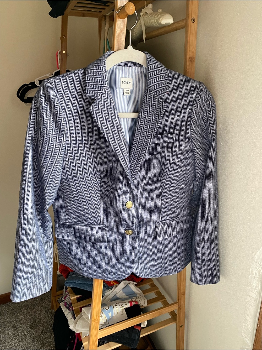 J. Crew Factory Herringbone Schoolboy Wool-Blend Blazer